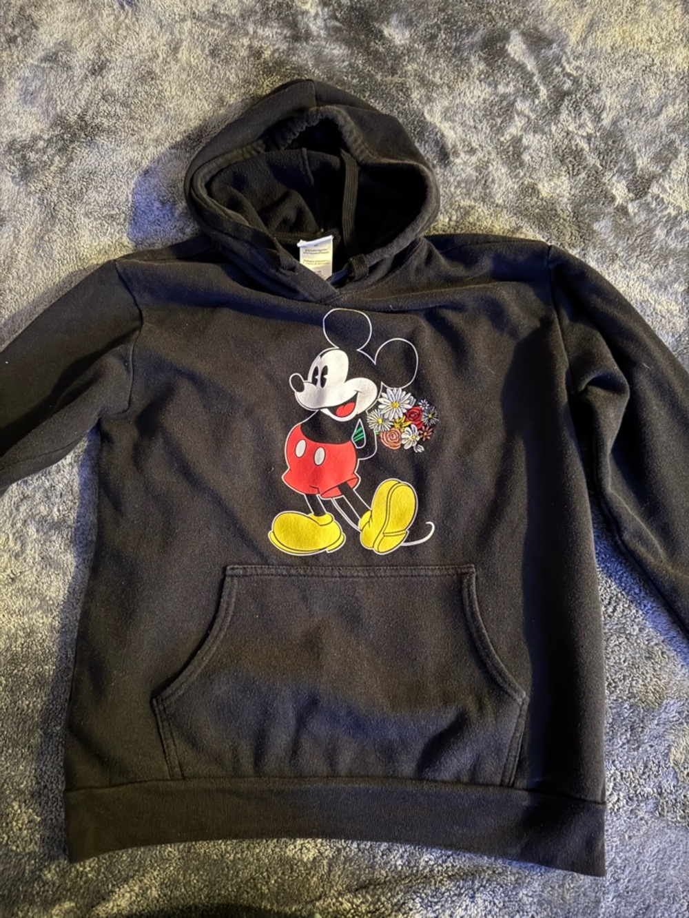 Disney Black Mickey Mouse Labeled Fleece Hoodie